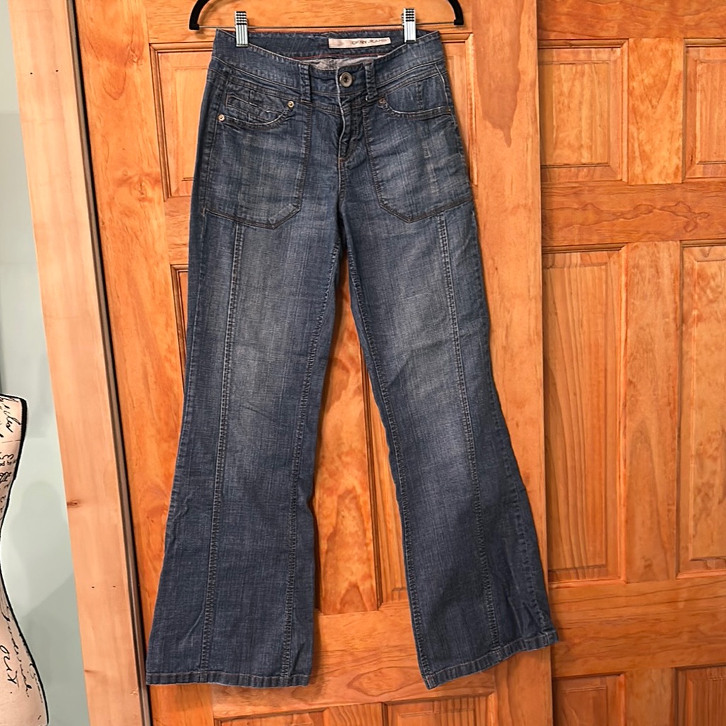 Dkny Blue Flare Wide Leg Jeans